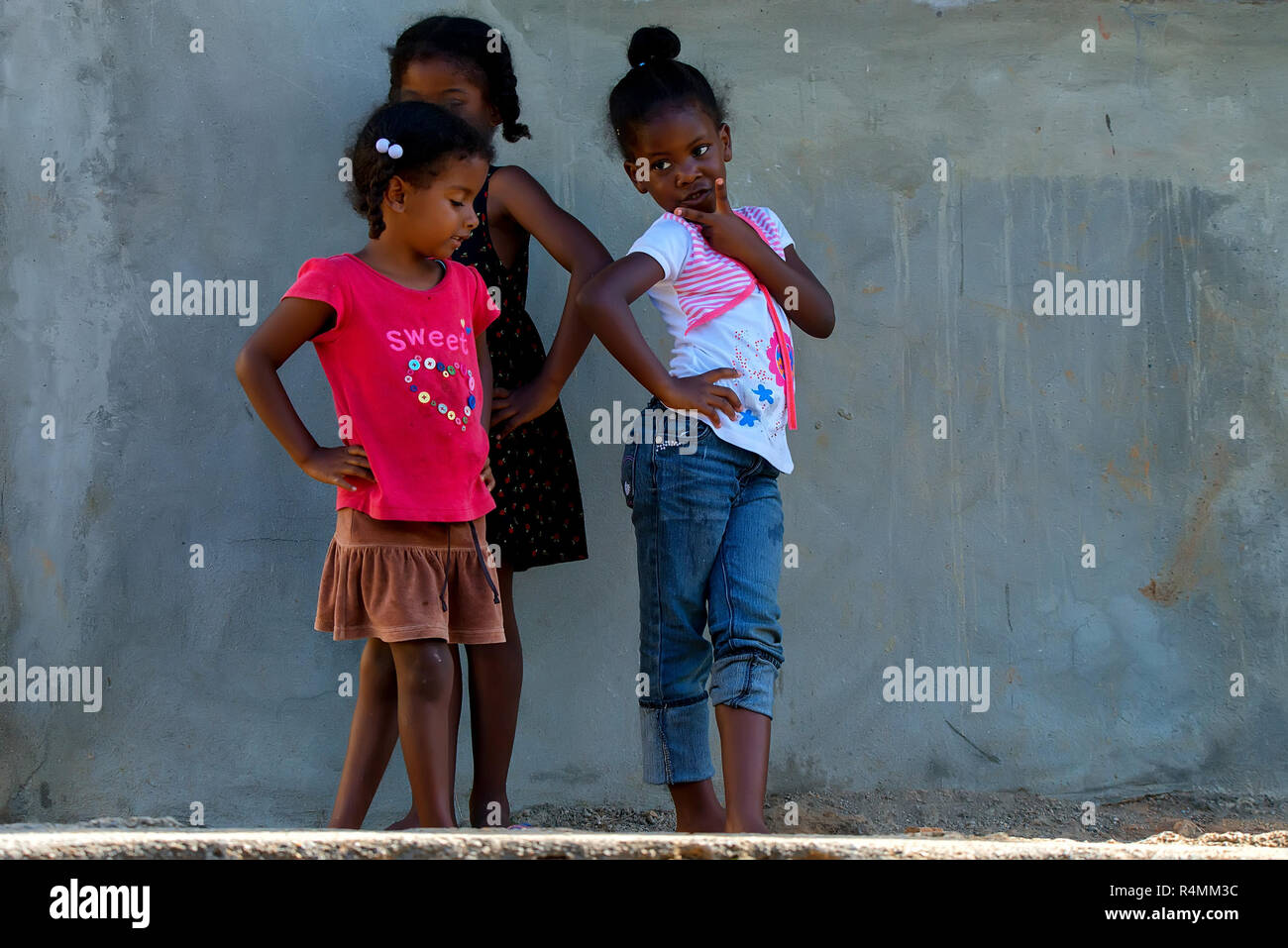 HIGUEY, DOMINICAN REPUBLIC - OCTOBER 29, 2015: Unidentified Dominican girls Stock Photo