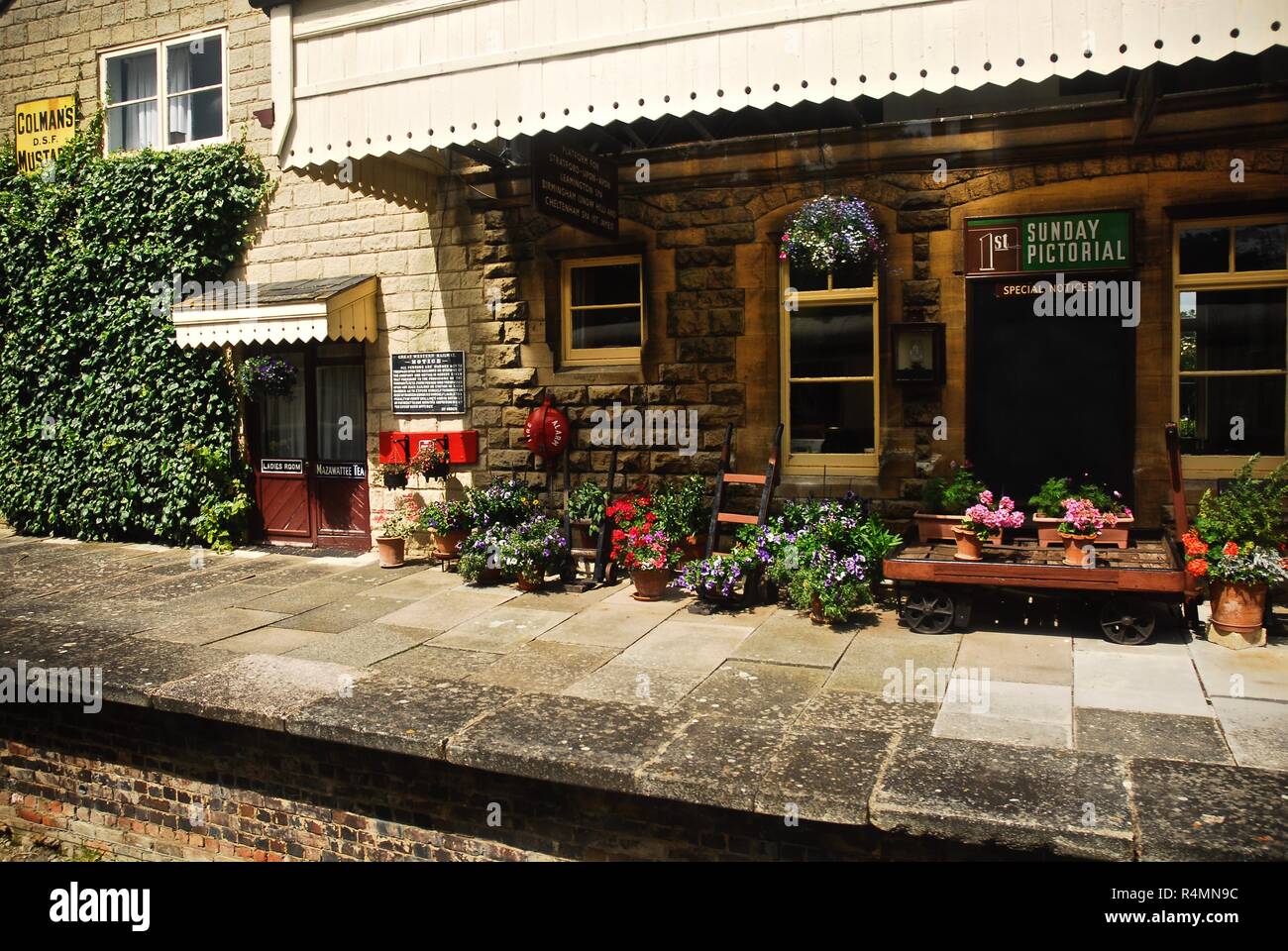 Gotherington station platform and building on the Gloucestershire and