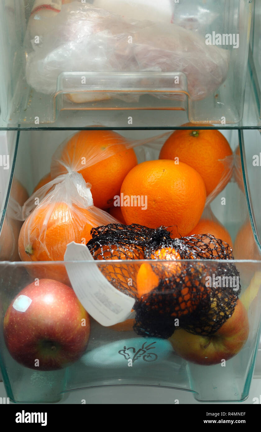 Inside of refrigerator Stock Photo