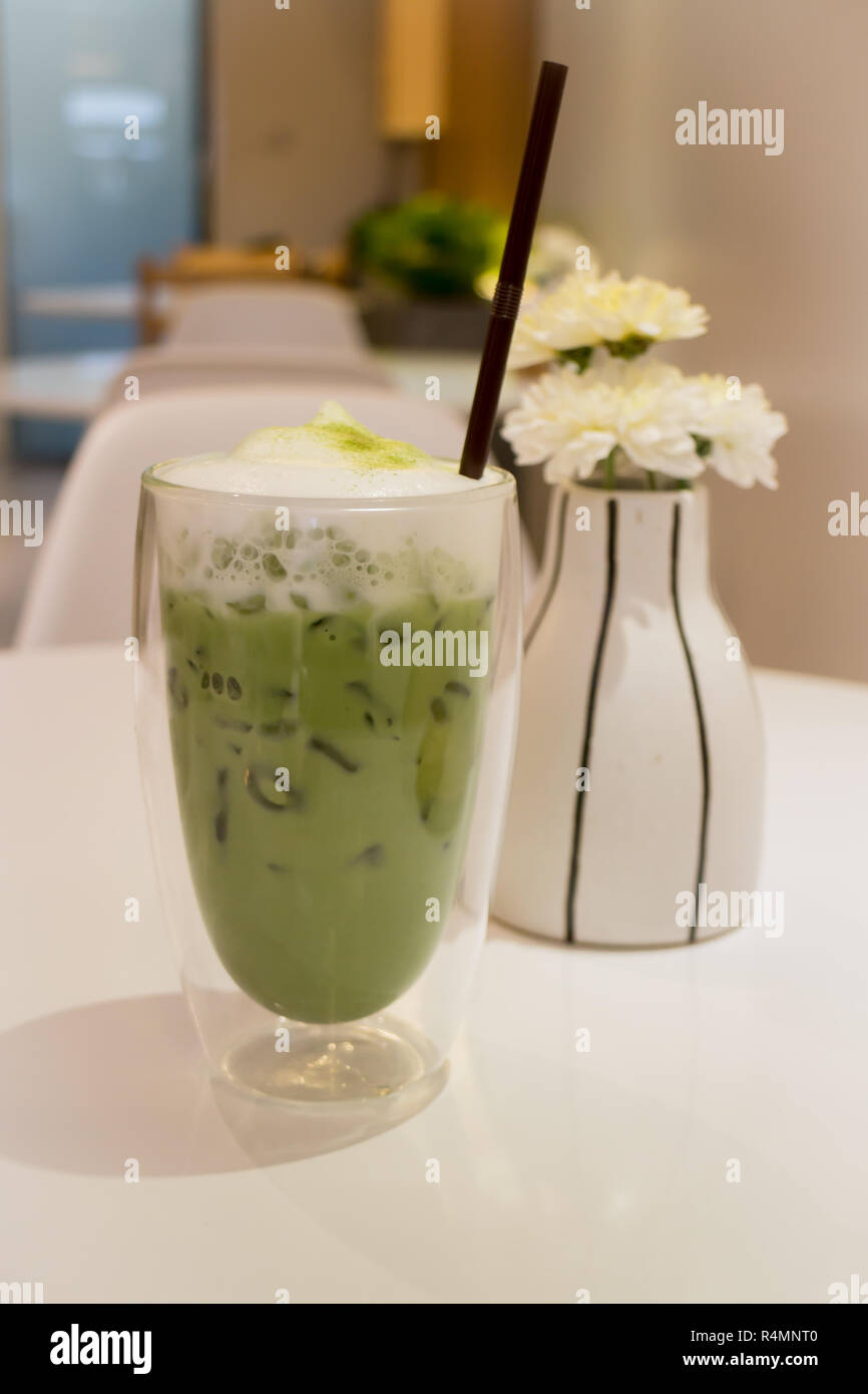 Iced Matcha Green Tea Latte Stock Photo Alamy