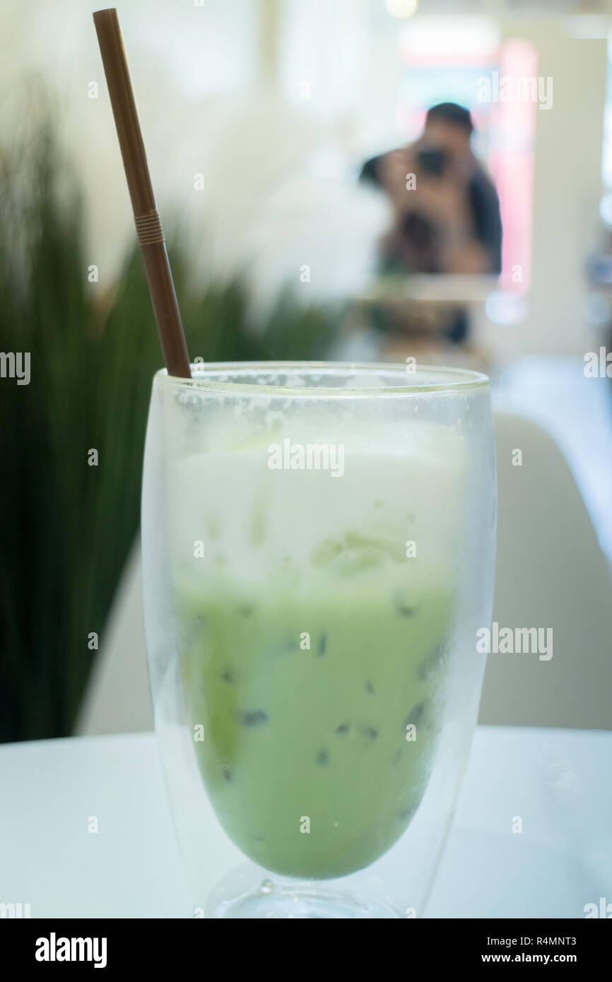 Iced Matcha Green Tea Latte Stock Photo Alamy