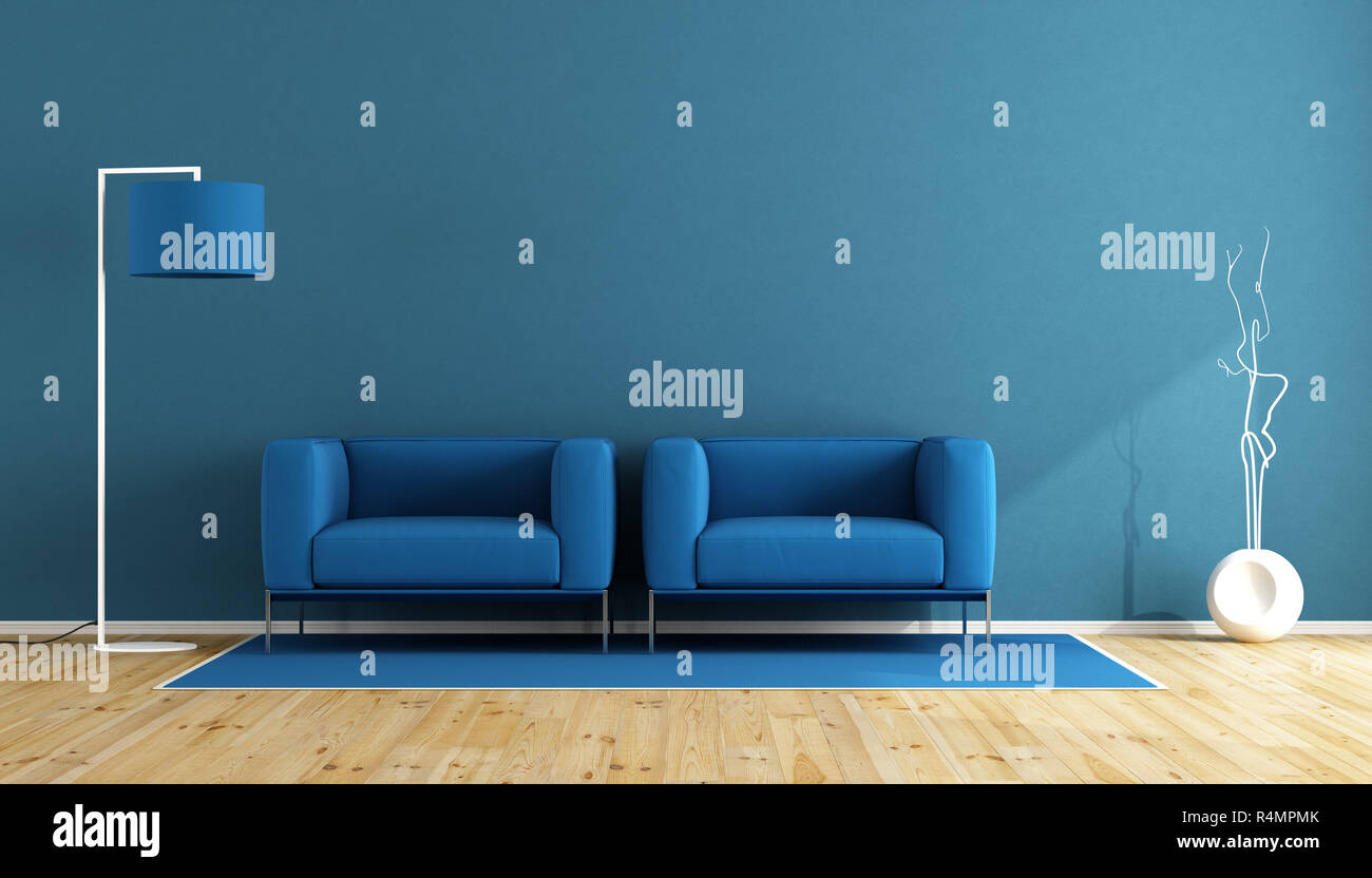 Blue living room Stock Photo