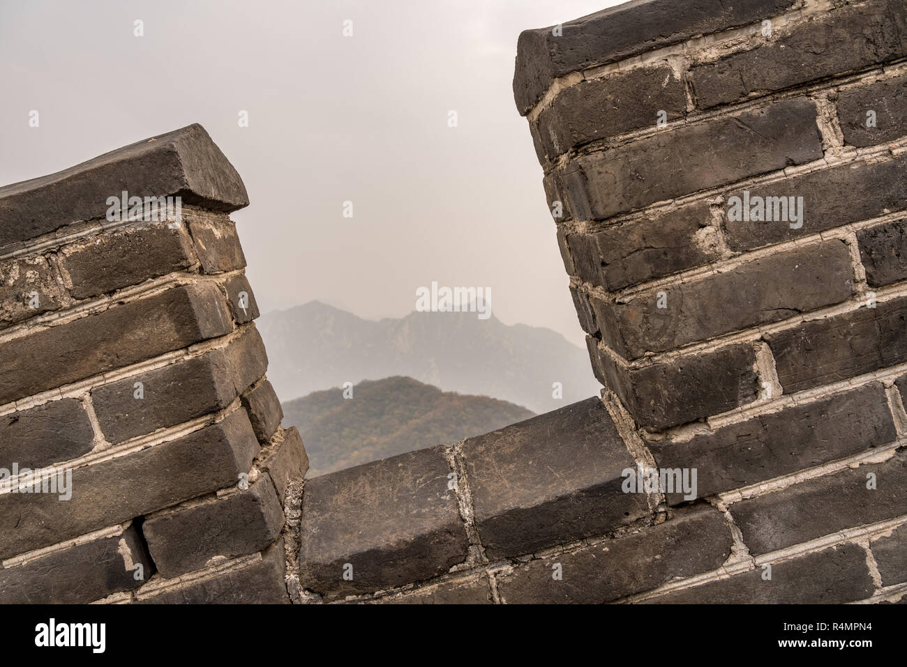 Detail of Great Wall of China at Mutianyu Stock Photo