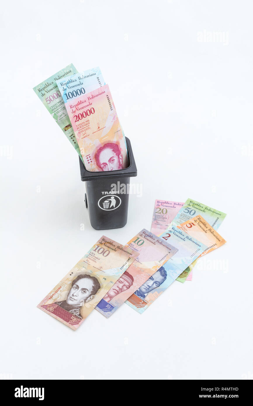 Worthless Bank Notes Venezuela Bolivar banknotes - for Hyperinflation in the Venezuelan ...