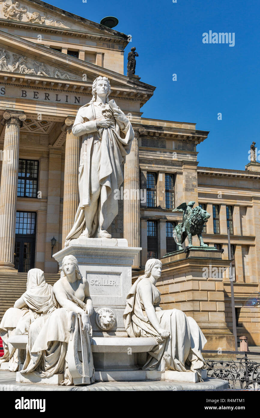 Statue of Germany poet Schiller in front of the Konzerthaus or Concert ...