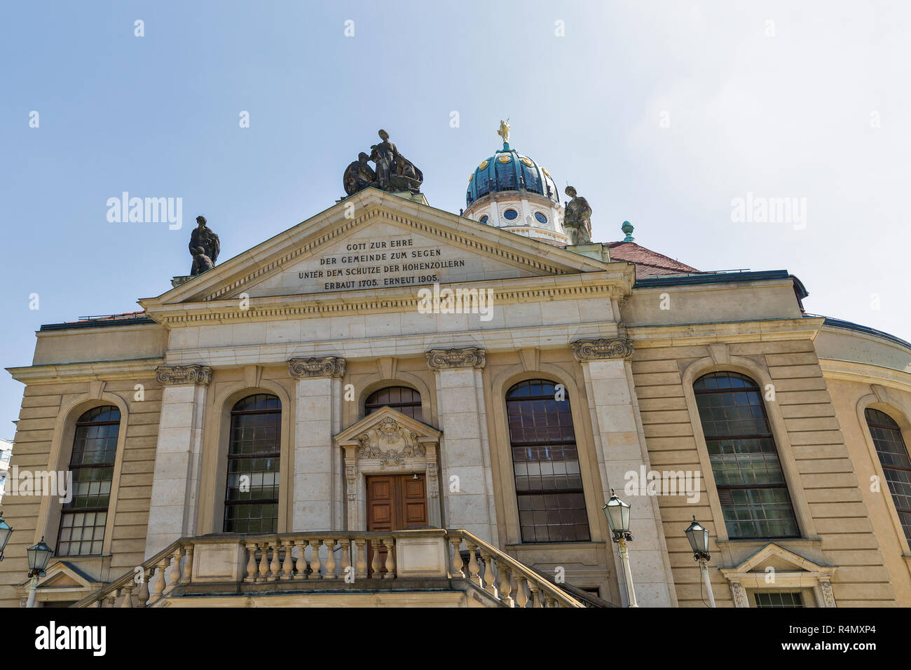 French Protestant church and French church on Gendarmenmarkt square in Berlin, Germany. Stock Photo