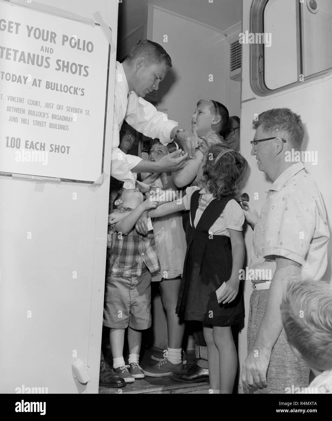 The new polio vaccine is given in Southern California,  ca. 1960. Stock Photo