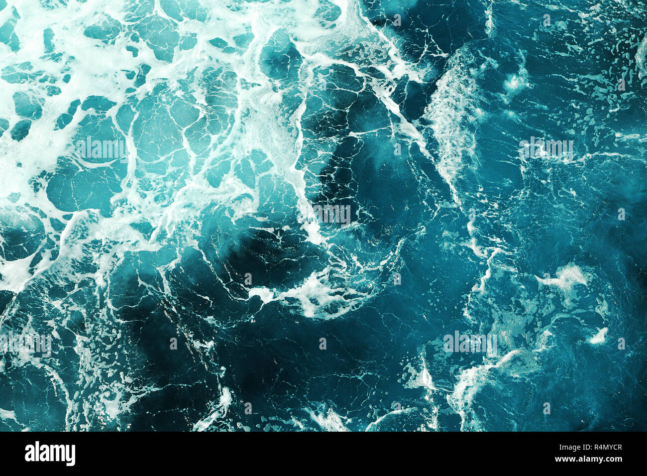 natural texture of agitated blue sea surface Stock Photo