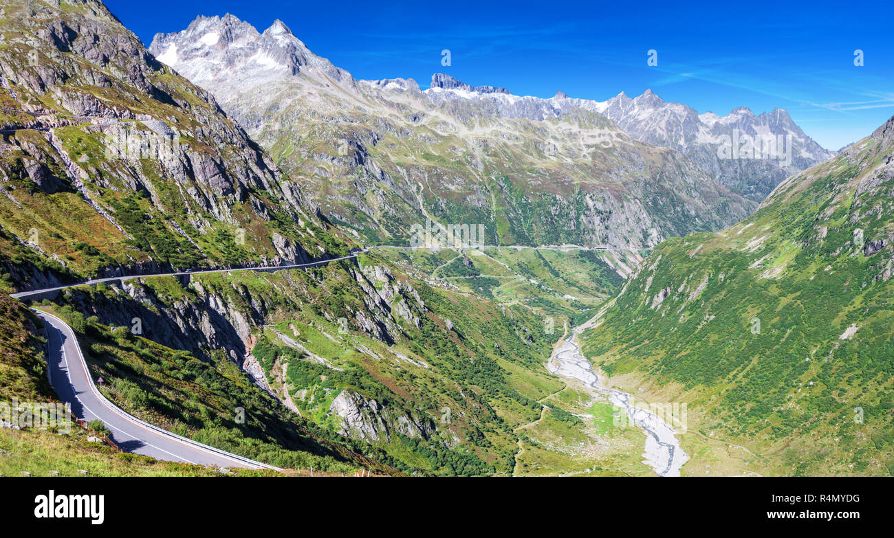 Mountain road, Sustenpass, Switzerland, Europe. Stock Photo