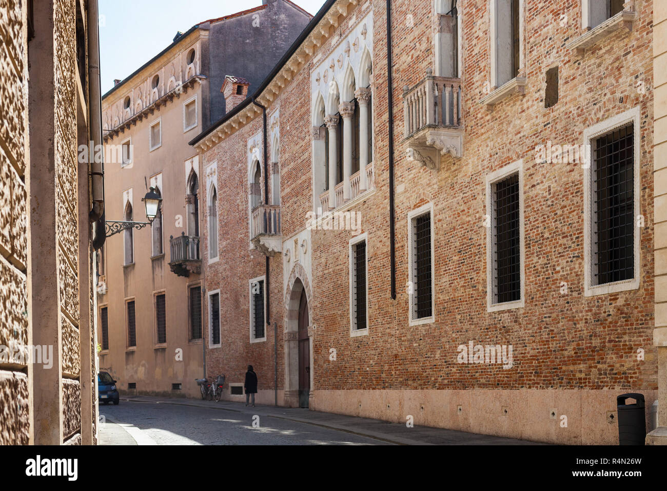medieval palazzo on street contra porti in Vicenza Stock Photo - Alamy