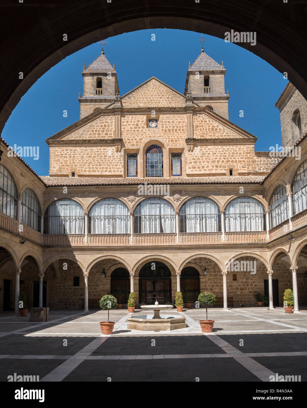 Hospital de Santiago Courtyard in Ãšbeda  (Cultural heritage of Humanity city), JaÃ©n, Spain. World Heritage Site of Unesco. Stock Photo