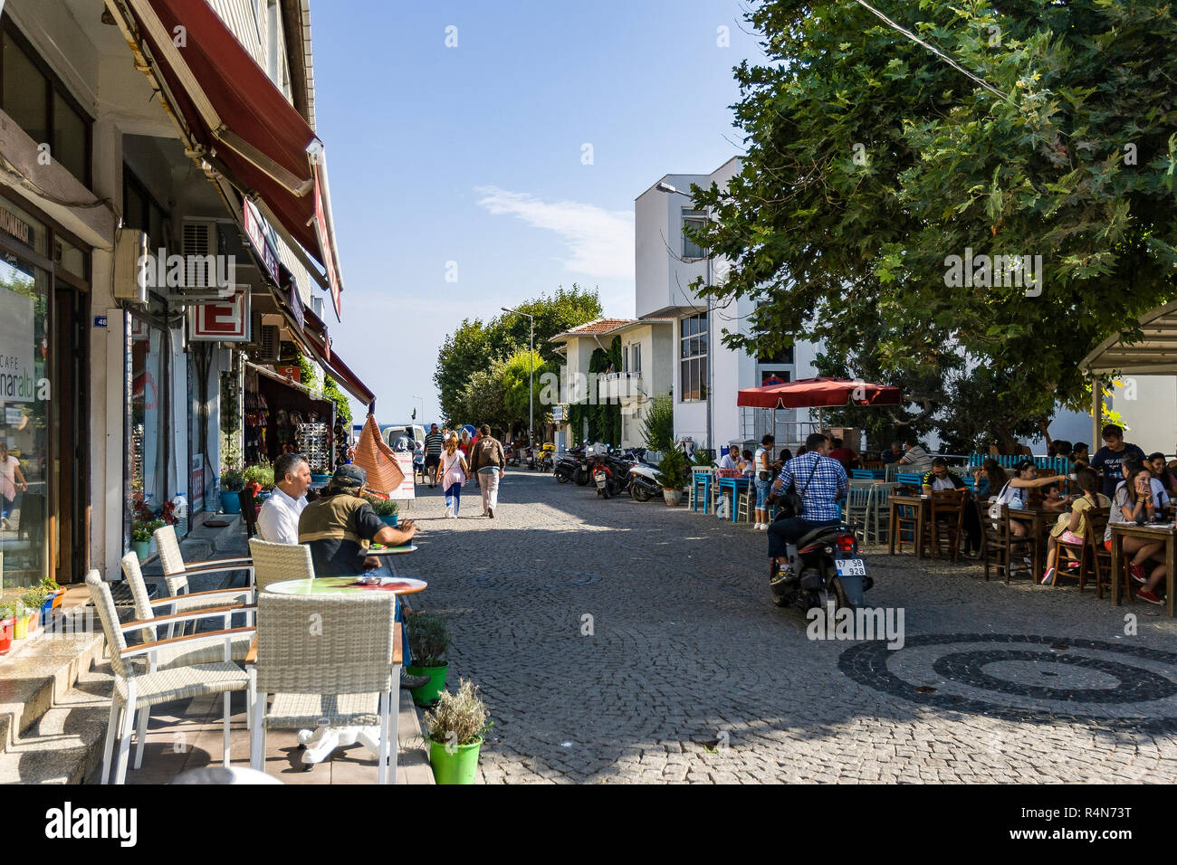Bozcaada Street Photos by Hulki Okan Tabak. Summer 2015, Canakkale, Turkey. Architecture, street, history, people, landscape, walking. Stock Photo