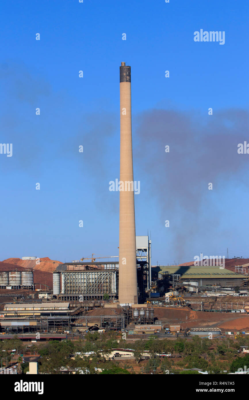 The 270 metre tall Lead Smelter stack towers over the Western Queensland town of Mount Isa. The