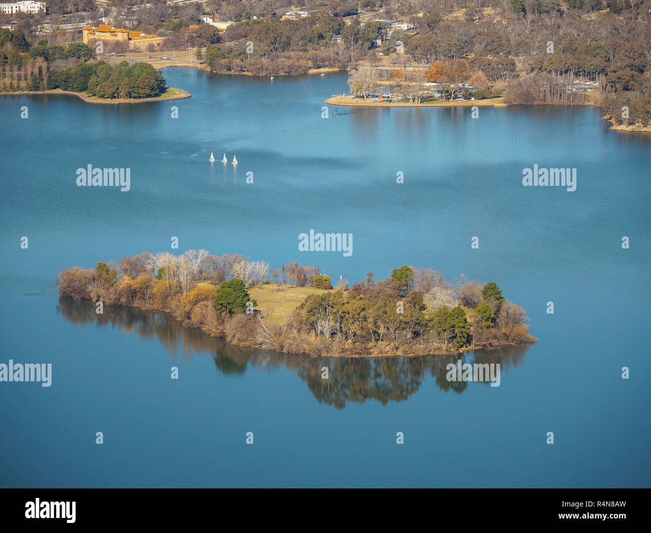 Island on Lake Burley Griffin Stock Photo Alamy
