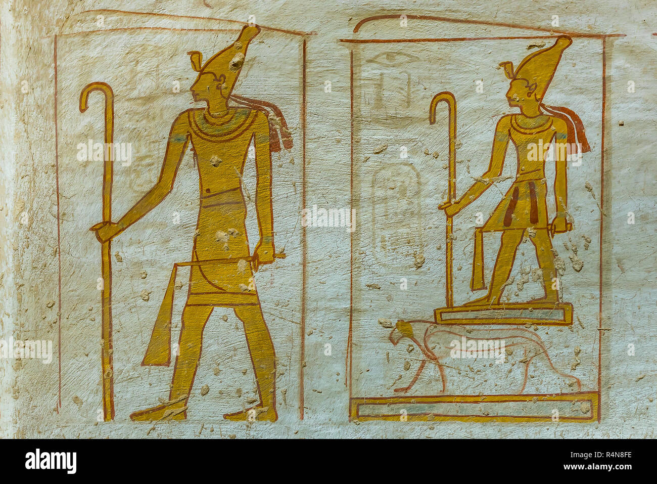 Wallpainting of the egyptian god Osiris in the valley of the kings, KV 14 tomb of Seti II, Luxor, Egypt, October 21, 2018 Stock Photo
