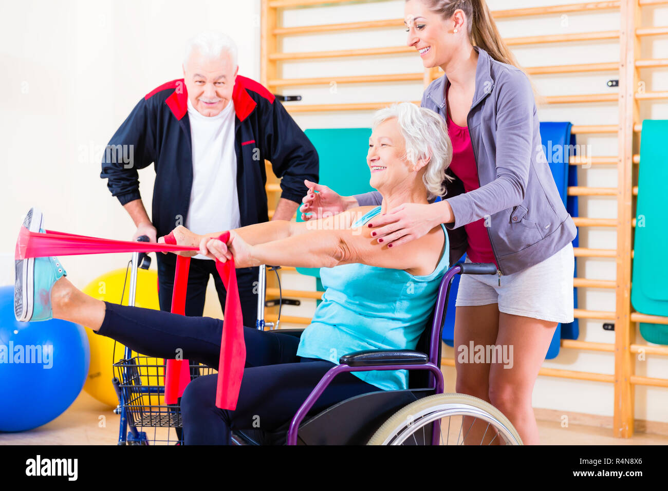 Seniors in physical rehabilitation therapy Stock Photo
