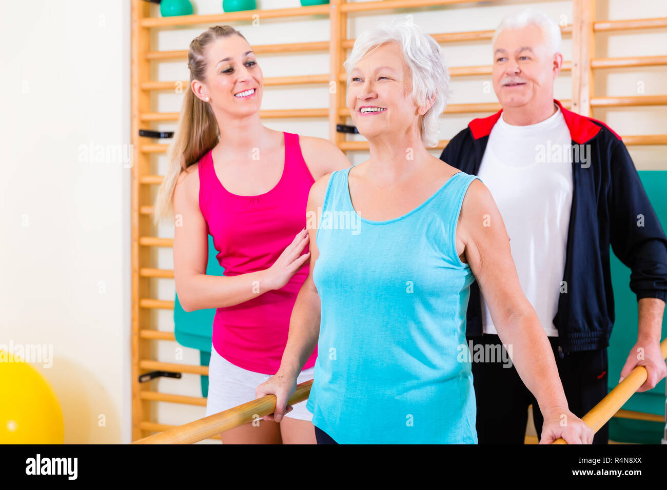 Senior at rehab in physical therapy Stock Photo