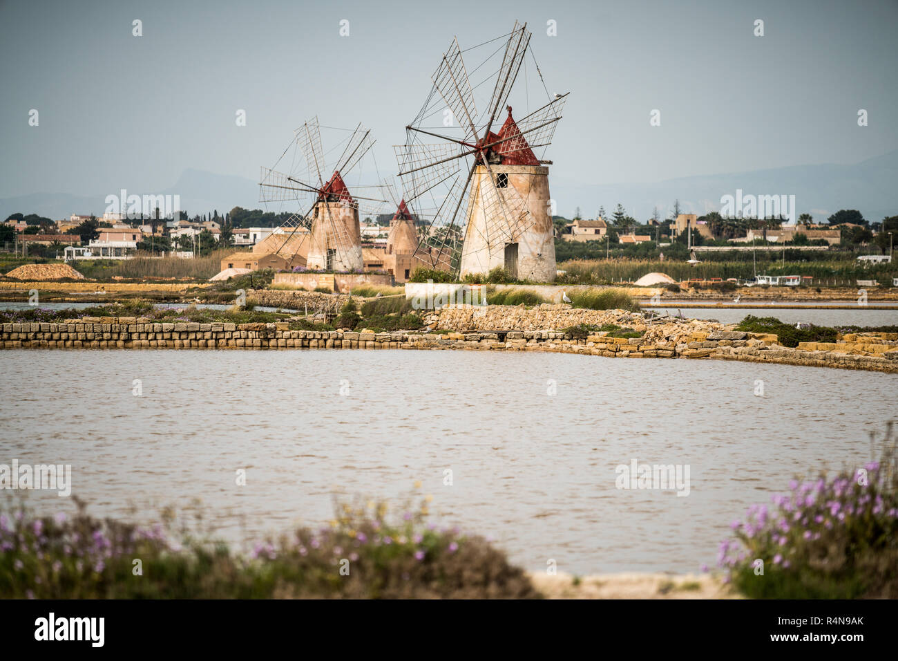 Windmill Marsala, Sicily, Italy, Europe. Stock Photo
