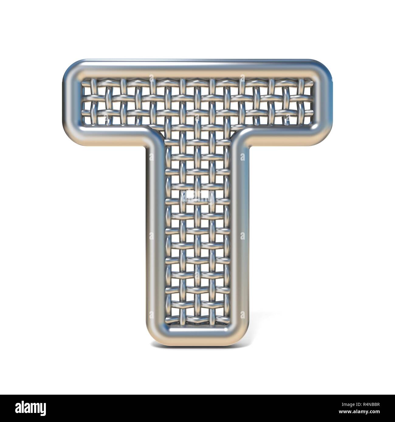 Outlined metal wire mesh font LETTER T 3D Stock Photo - Alamy