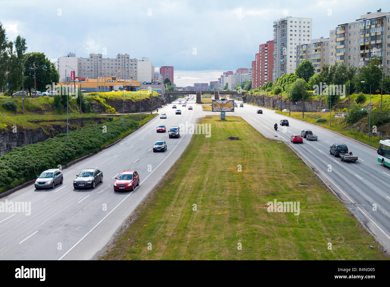Tallinn, Estonia - June 19, 2015: Traffic in the City, east of Tallinn Stock Photo