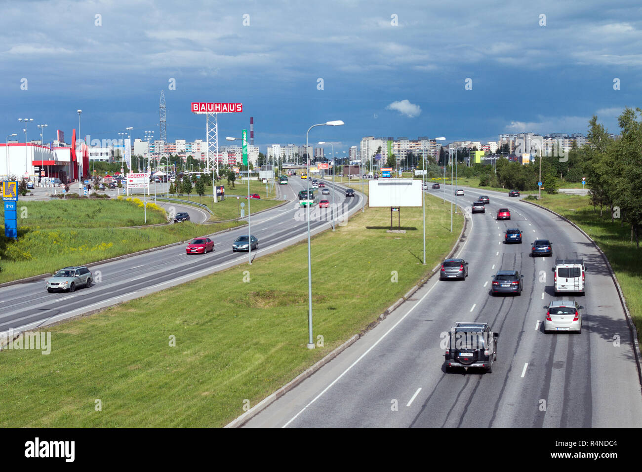 Tallinn, Estonia - June 19, 2015: Summer Traffic in the City, east of Tallinn Stock Photo