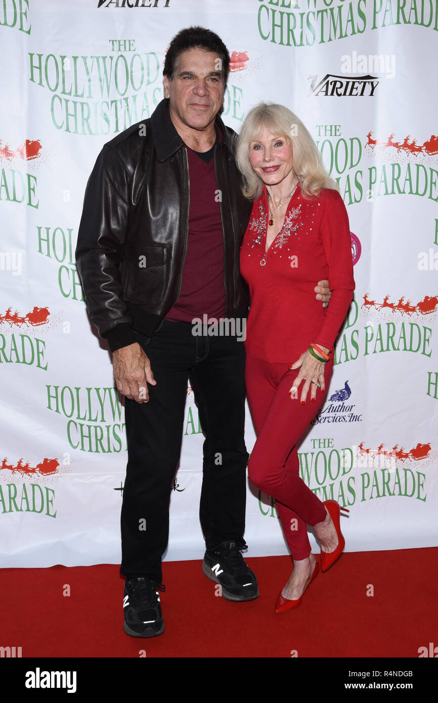 Lou Ferrigno and Carla Ferrigno arrives at the 87th Annual Hollywood Christmas Parade in Hollywood California on November 25, 2018. Stock Photo