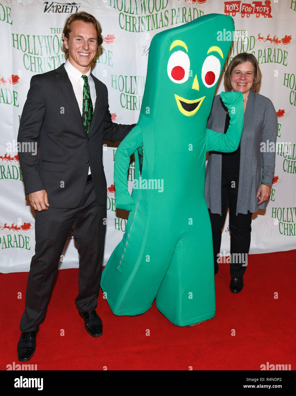 Gumby arrives at the 87th Annual Hollywood Christmas Parade in Hollywood California on November 25, 2018. Stock Photo