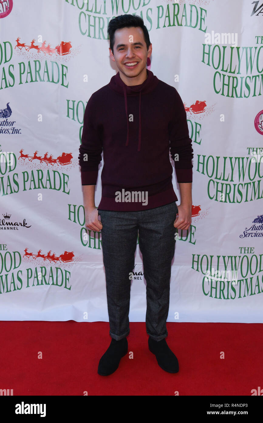 David Archuleta arrives at the 87th Annual Hollywood Christmas Parade in Hollywood California on November 25, 2018. Stock Photo