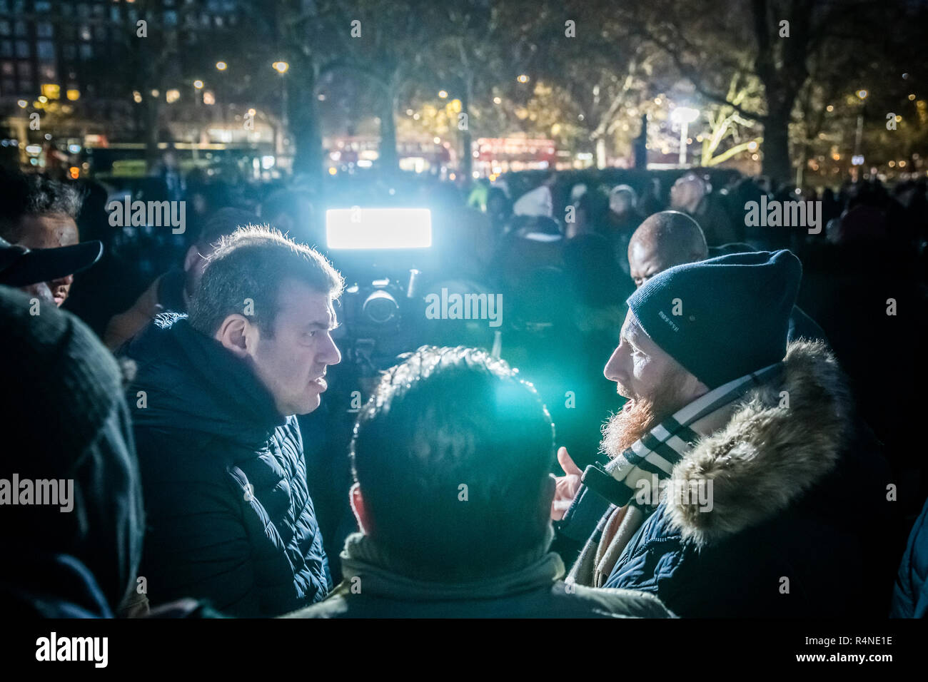 Speakers’ Corner, the public speaking north-east corner of Hyde Park. Stock Photo