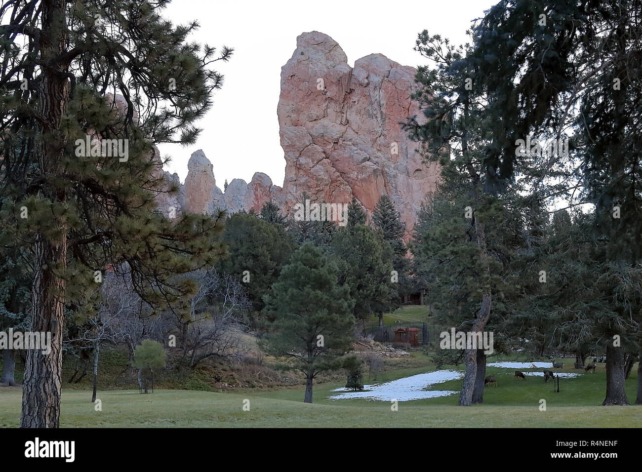 Landscape and beautiful rock formation in Colorado Springs near Glen Eyrie Castle Stock Photo