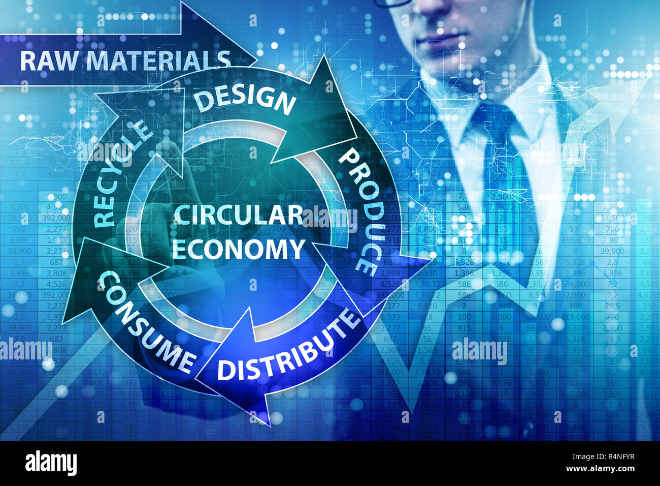 Concept Of Circular Economy With Businessman Stock Photo - Alamy