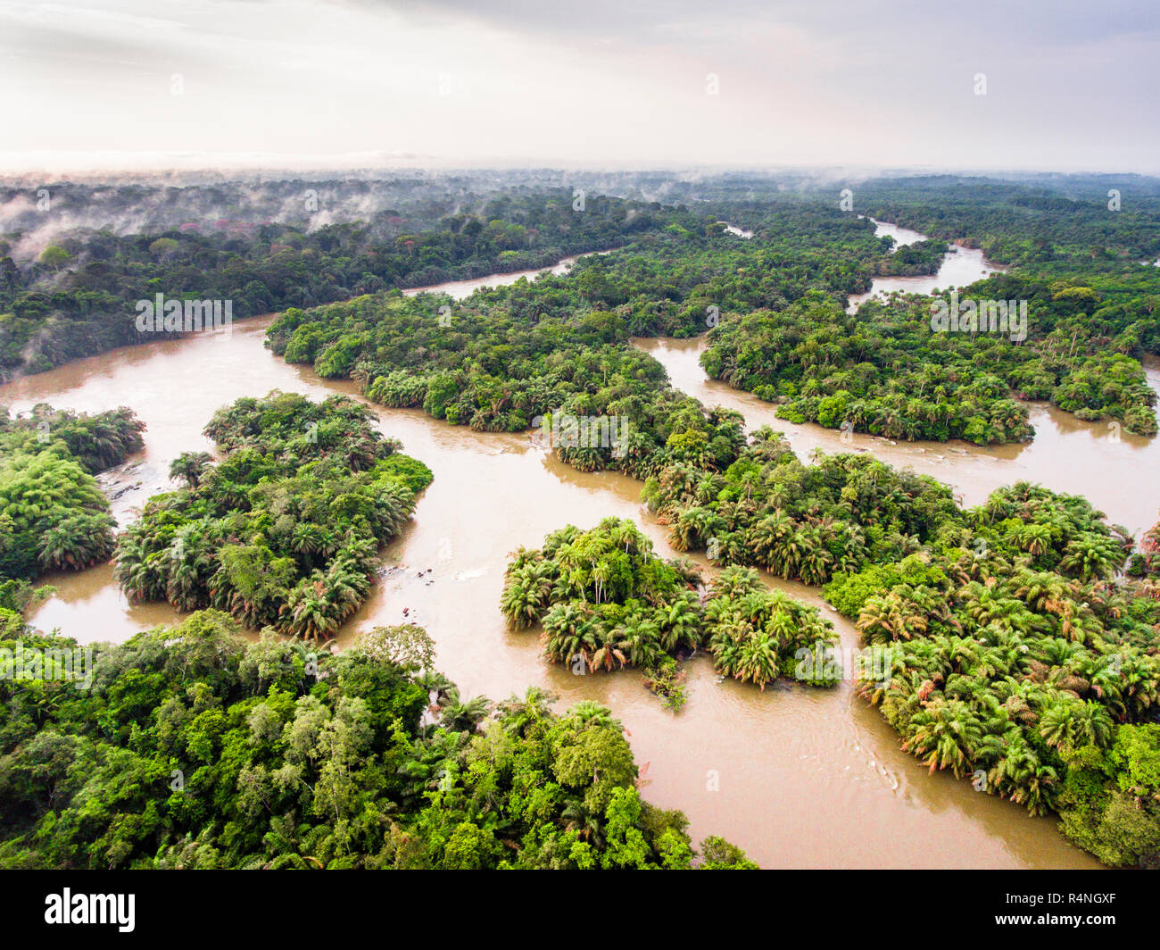 Moa River (Sierra Leone drone image) Stock Photo