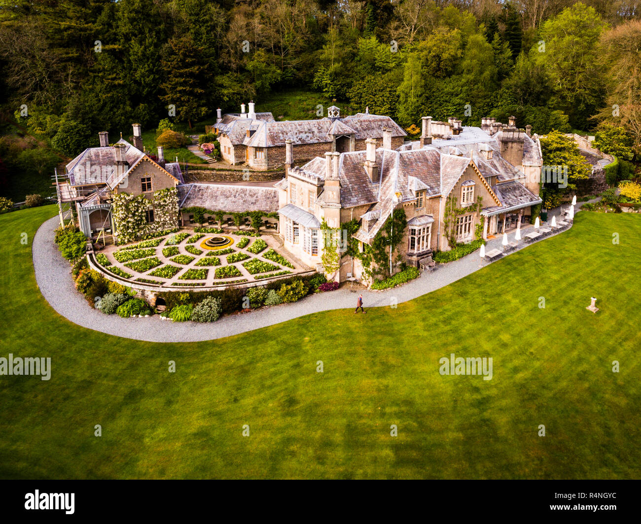 Aerial image of Endsleigh Hotel Stock Photo