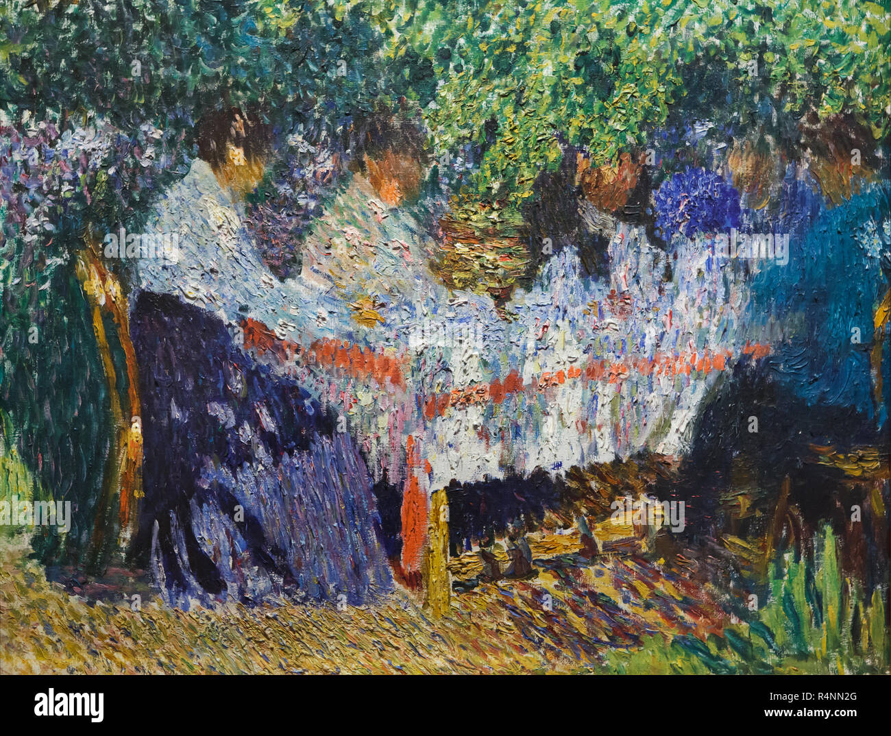 Painting 'Afternoon Tea' by Russian post-impressionist painter Igor Grabar (1904) on display in the Ivanovo Regional Art Museum in Ivanovo, Russia. Stock Photo