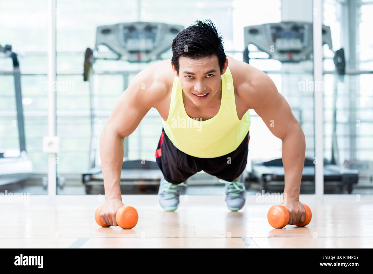 Man fitness model training pushups hi-res stock photography and images ...