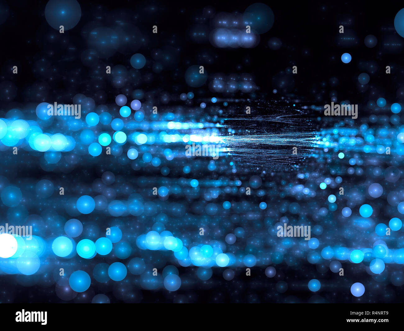 Blue fractal backdrop - blurred surface with bubbles bokeh and light effects like water surface. Abstract computer-generated image - graphic design el Stock Photo