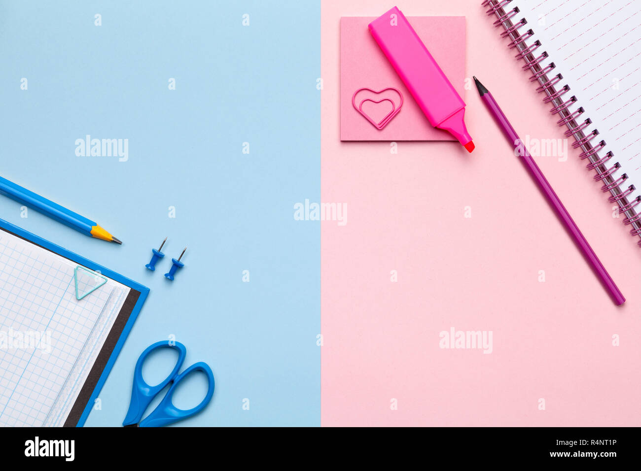 colorful sticky notes on pastel background Stock Photo