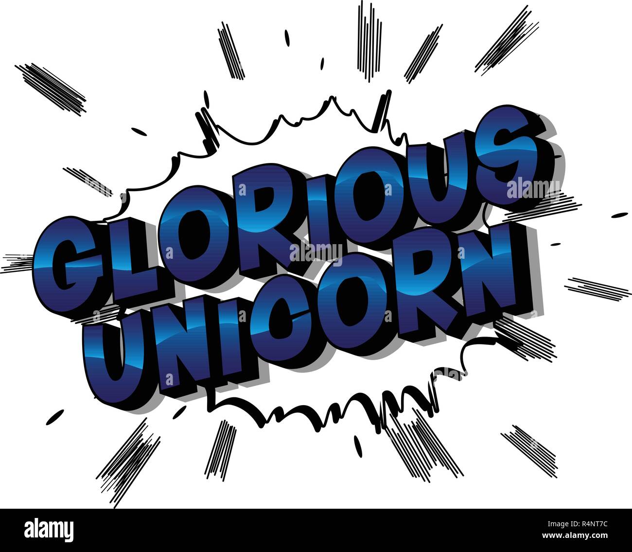 Glorious Unicorn - Vector illustrated comic book style phrase on abstract background. Stock Vector