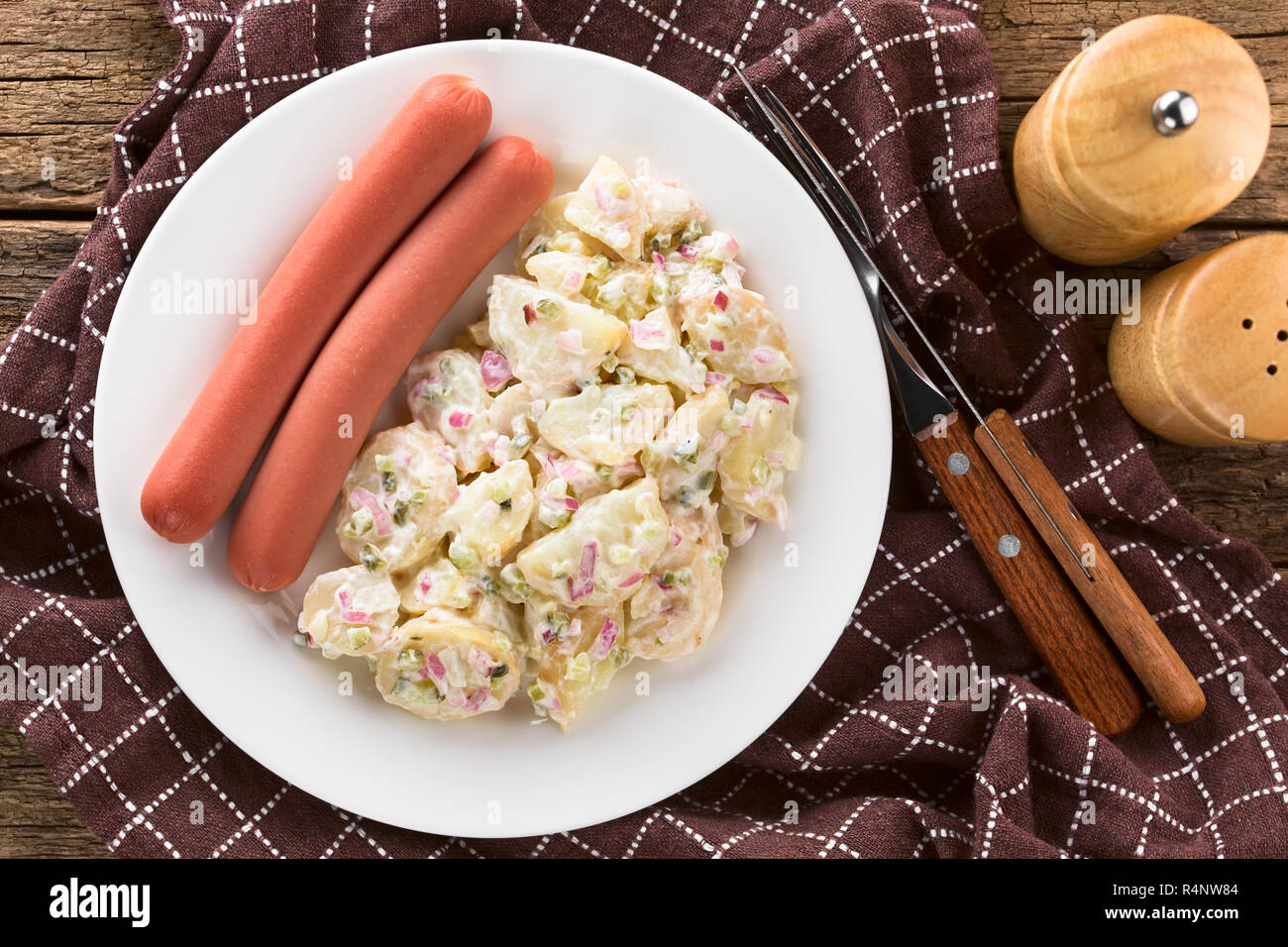 German Kartoffelsalat potato salad made of potato, onion, pickle and ...