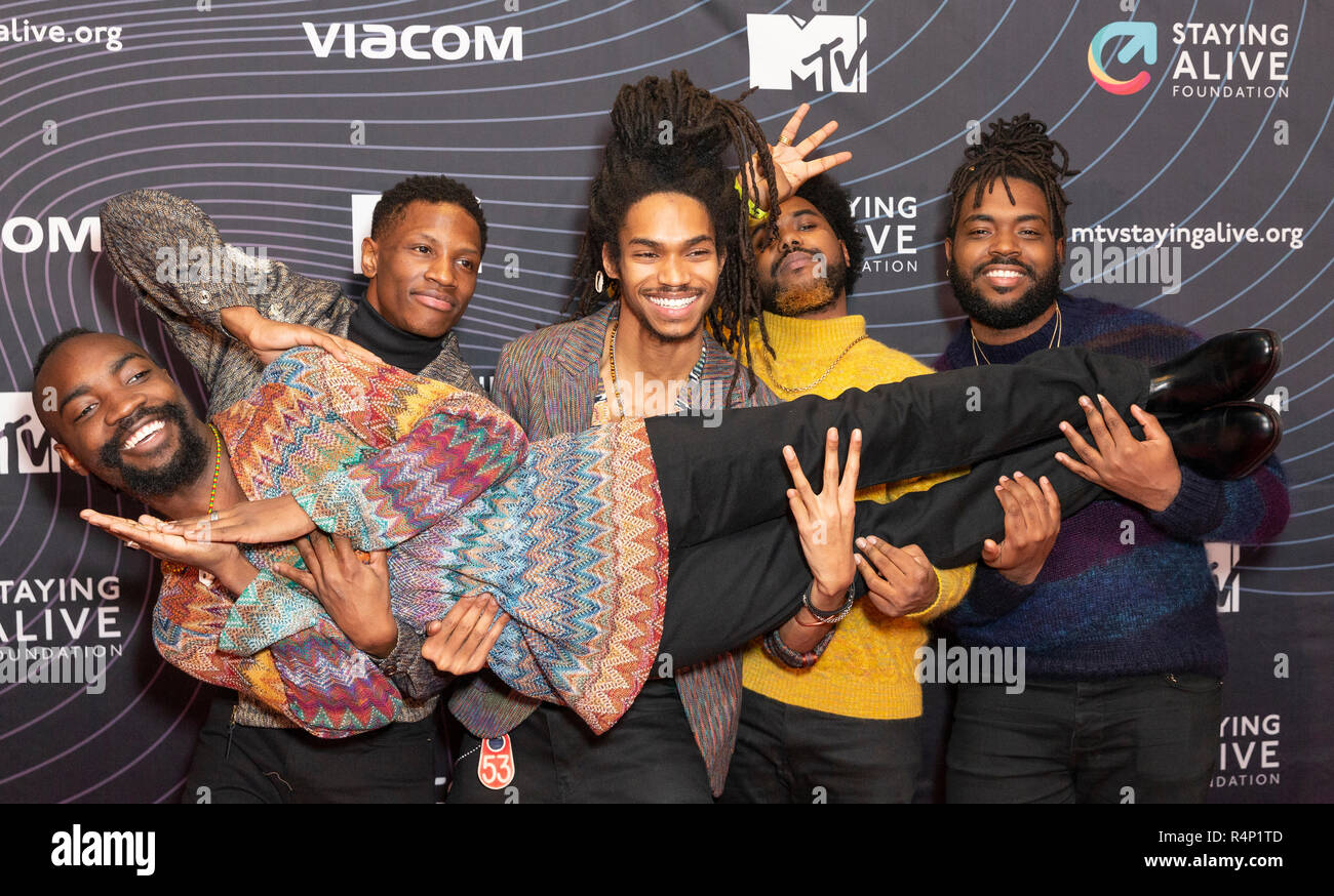 New York, NY - November 27, 2018: Phony Ppl band members attend MTV ...