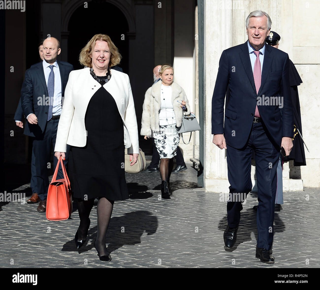 rome italy 28th november 2018 michel barnier photo fabio cimaglia lapresse 28 11 2018 roma italy politic the chief negotiator of the european commission for brexit michel barnier leaves palazzo chigi after the