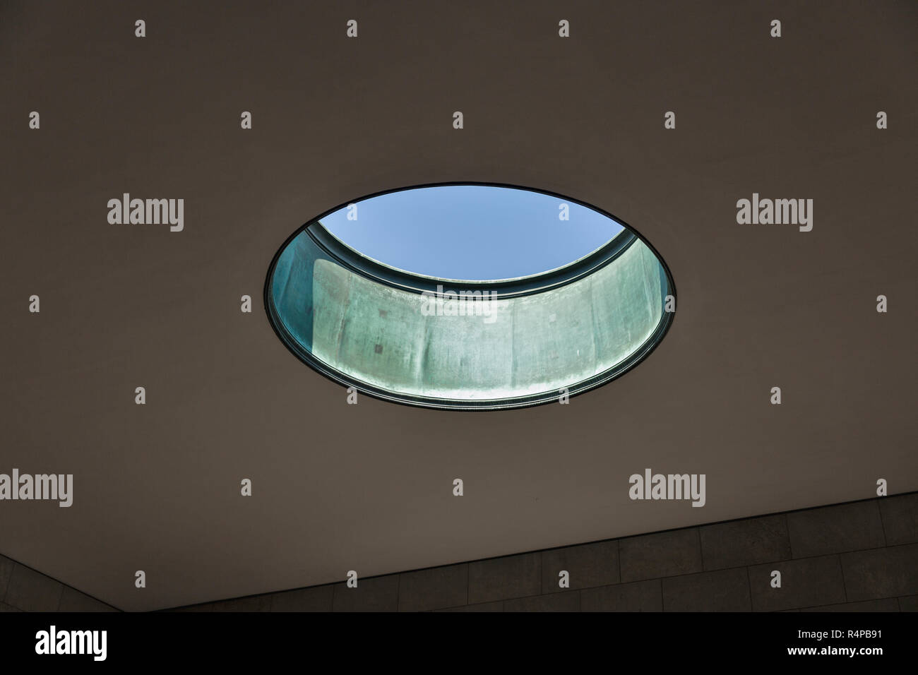 Circular open hole in the ceiling seen from inside Stock Photo Alamy