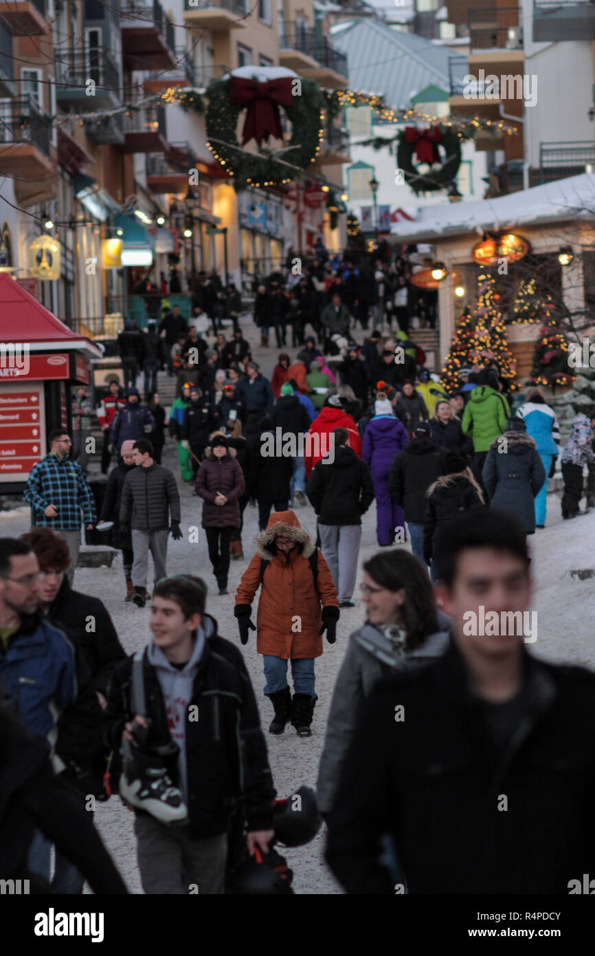 The pedestrian village at Ski MontTremblant, in Quebec, Canada Stock