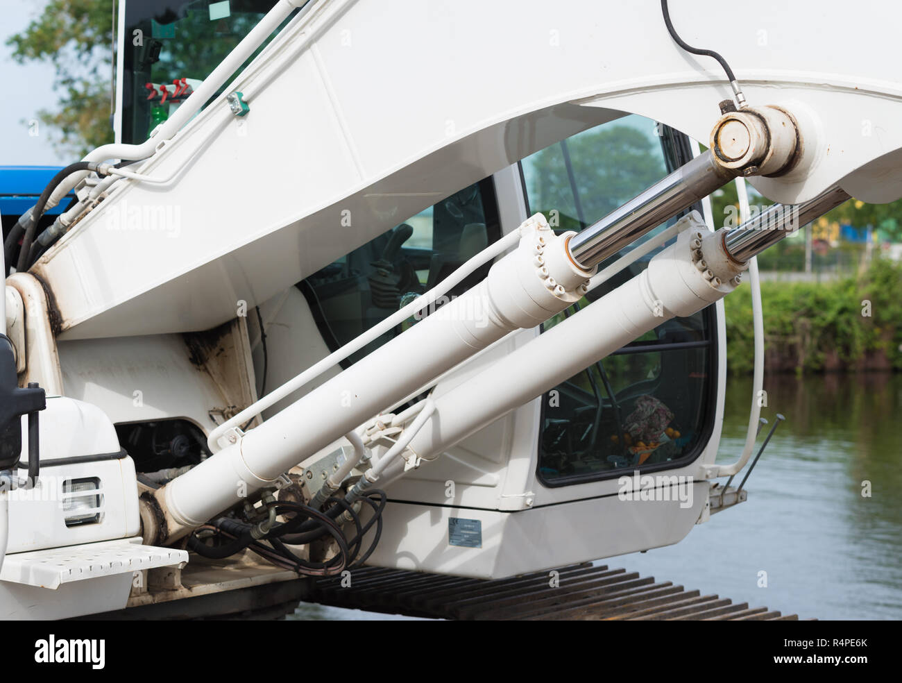 hydraulic cylinders of an excavator Stock Photo Alamy