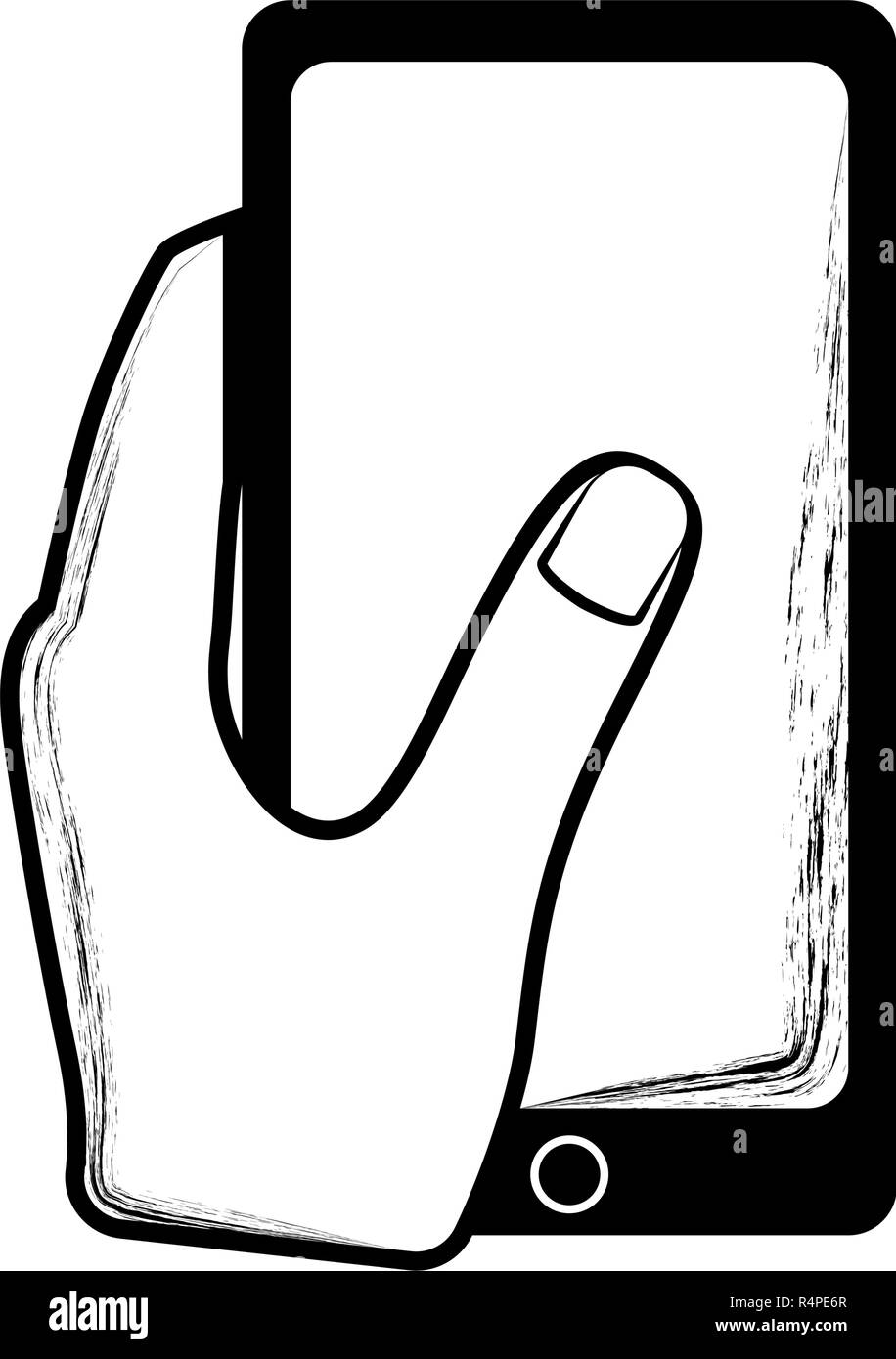 Sketch of a hand holding a smartphone Stock Vector Image & Art - Alamy