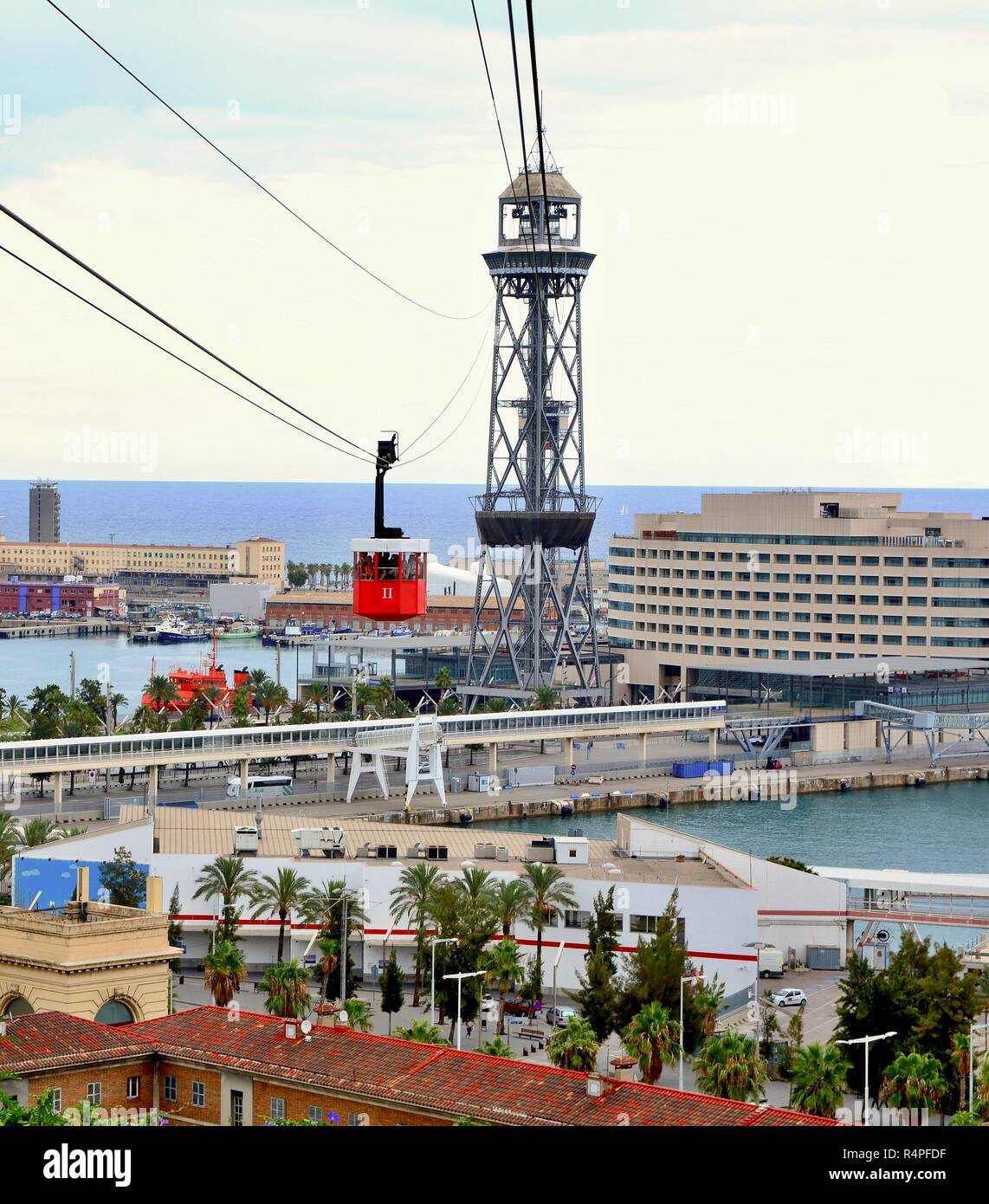 Port Cable Car in Barcelona Stock Photo Alamy