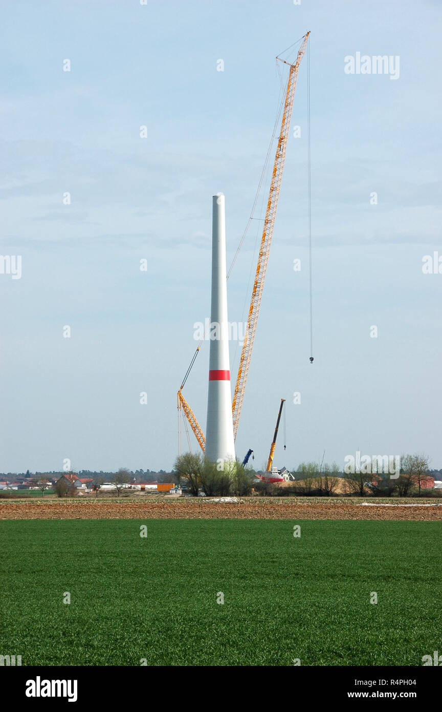 new wind farm in hatzeuehl in the suedpfalz Stock Photo