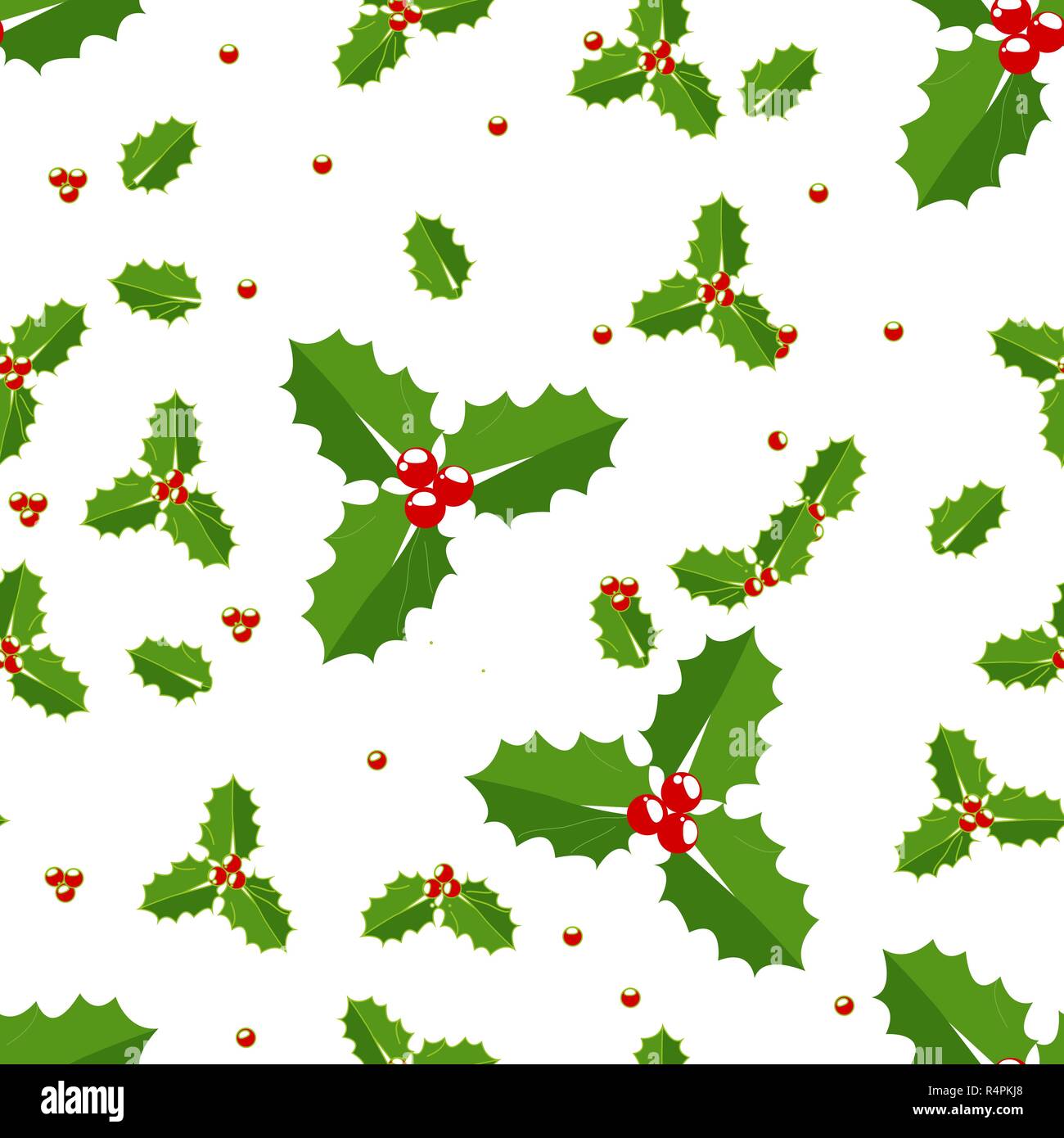 Christmas holly berries seamless pattern illustration Stock Vector ...
