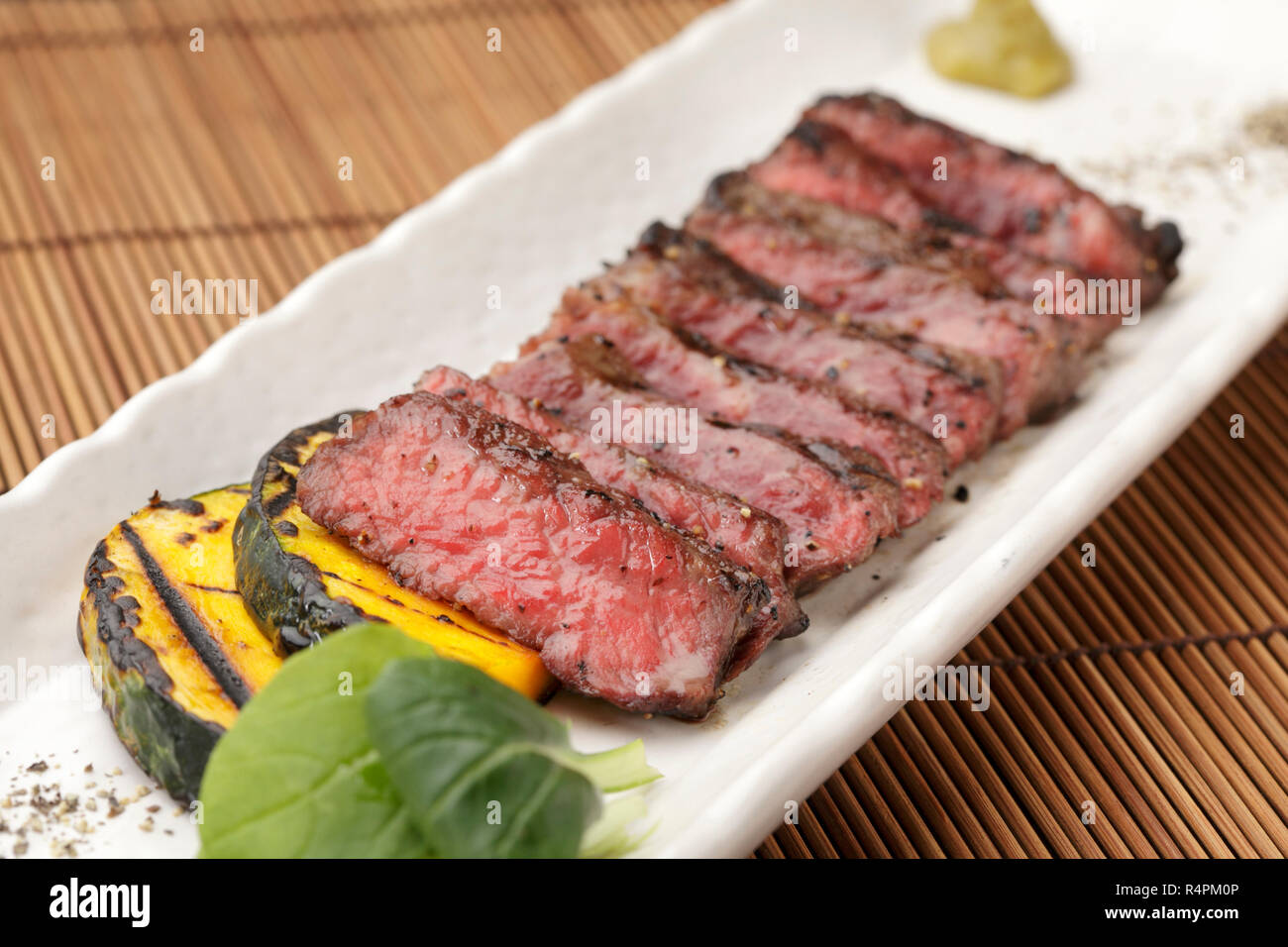 Grilled beef steak with sweet potatoes Stock Photo - Alamy