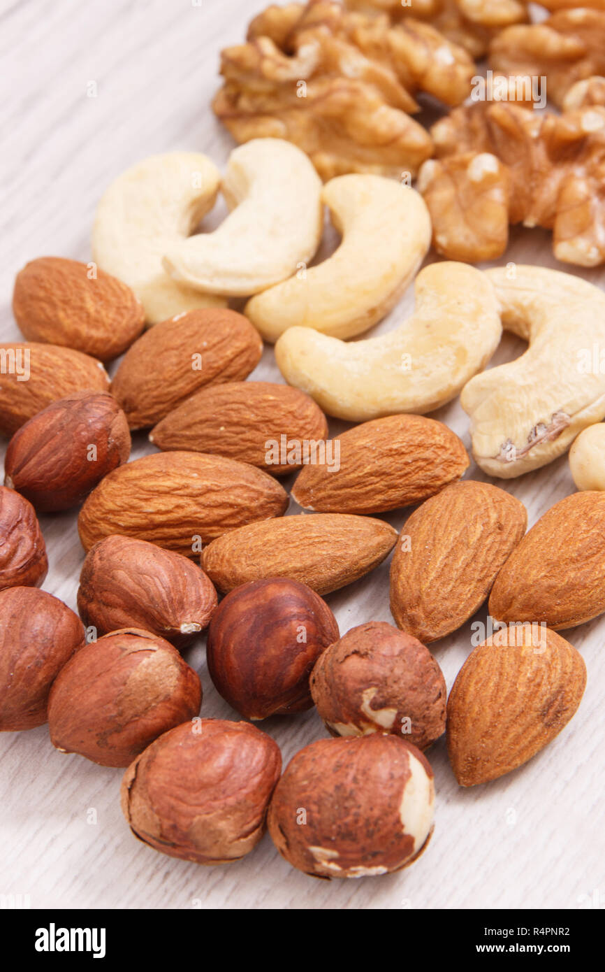 Healthy different nuts and almonds as source natural vitamins and